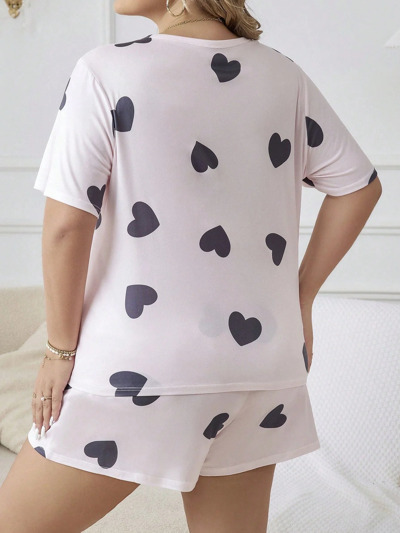 Plus Size Women's Pajamas Set Tee & Shorts Female 2 Pieces Sleepwear Nightwear Casual Homewear Cloth Women Sleep - Women Tops