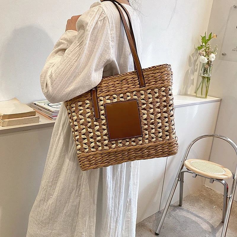 Summer Straw Beach Fashion Rattan Large Capacity Woven women handbags