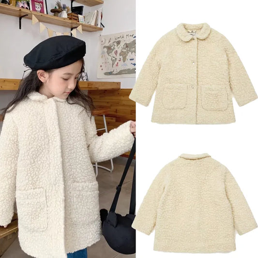 Bon New Winter Kids Jackets for Girls Lamb Warm Thick Long Style Coat girl jacket