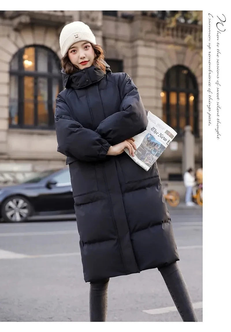 Down Cotton Jacket Women's Winter Clothing New Korean Loose Cotton-Padded Coat Casual Long Overcoat Thick Warm Hooded Parka Women Coats & Vests