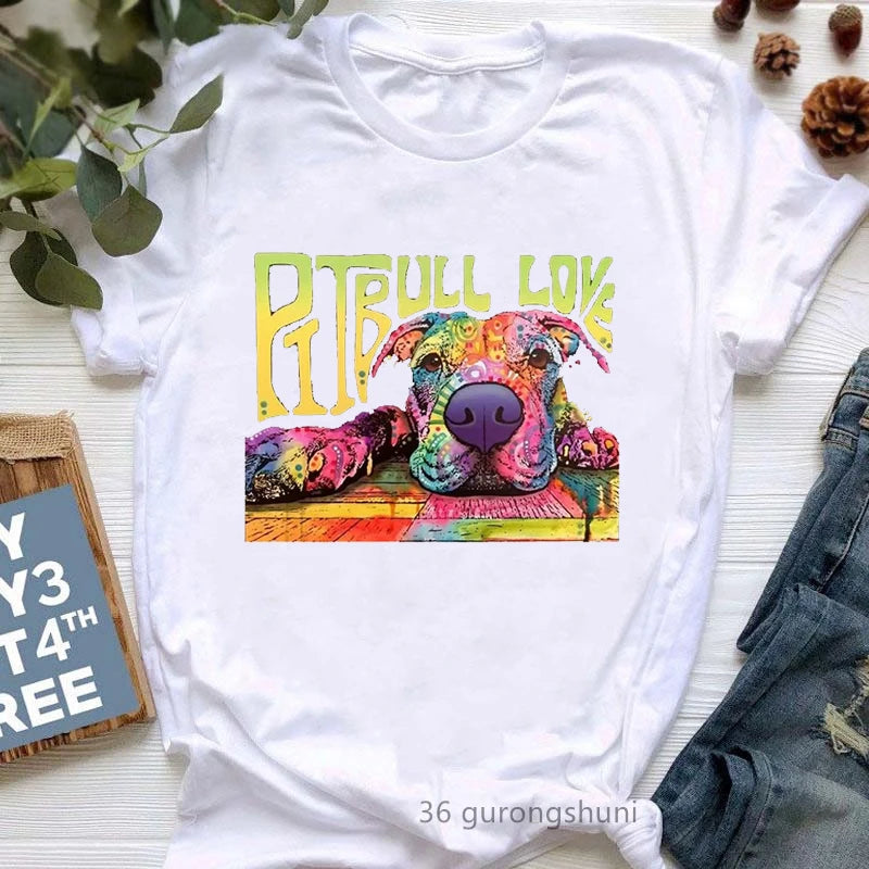 Breeds don't Make And Dogs People Do Pitbulls Graphic Print Tshirt Girls Colorful Casual T-Shirt Femme Summer - girl tops - girl short