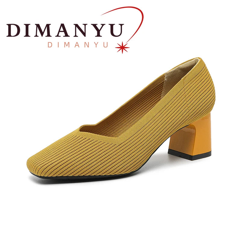 DIMANYU Formal Fashion Spring New Square Headed High Heels Large Size 41 42 43 Dress Women Shoes