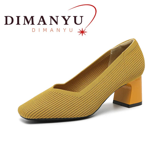 DIMANYU Formal Fashion Spring New Square Headed High Heels Large Size 41 42 43 Dress Women Shoes