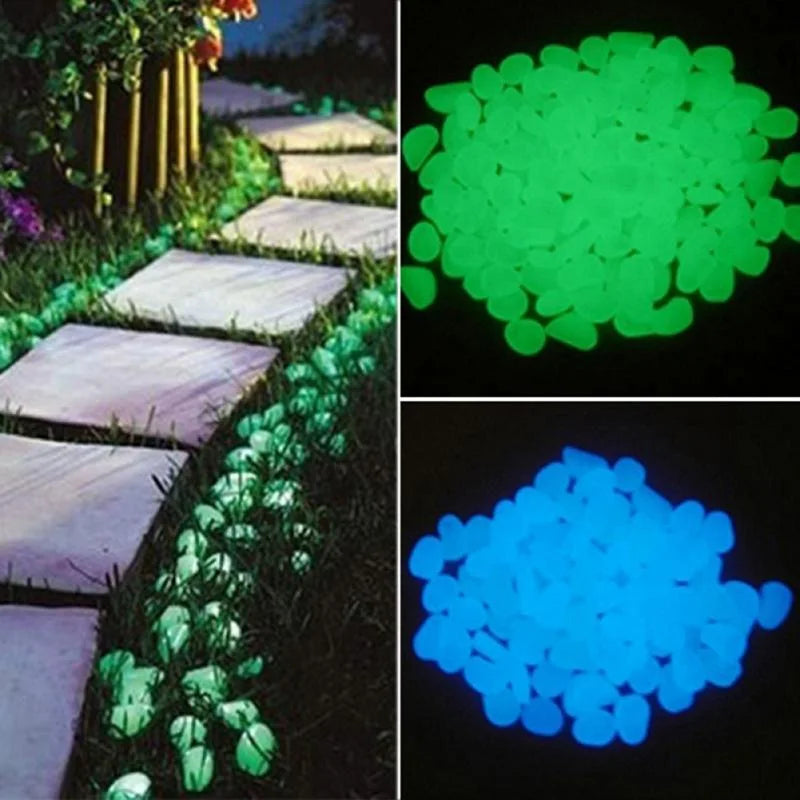50/100Pcs Glow in the Dark Garden Pebbles For Sidewalk Garden Terrace Lawn Fish Tank Aquarium Decoration Glow Stone Patio Garden