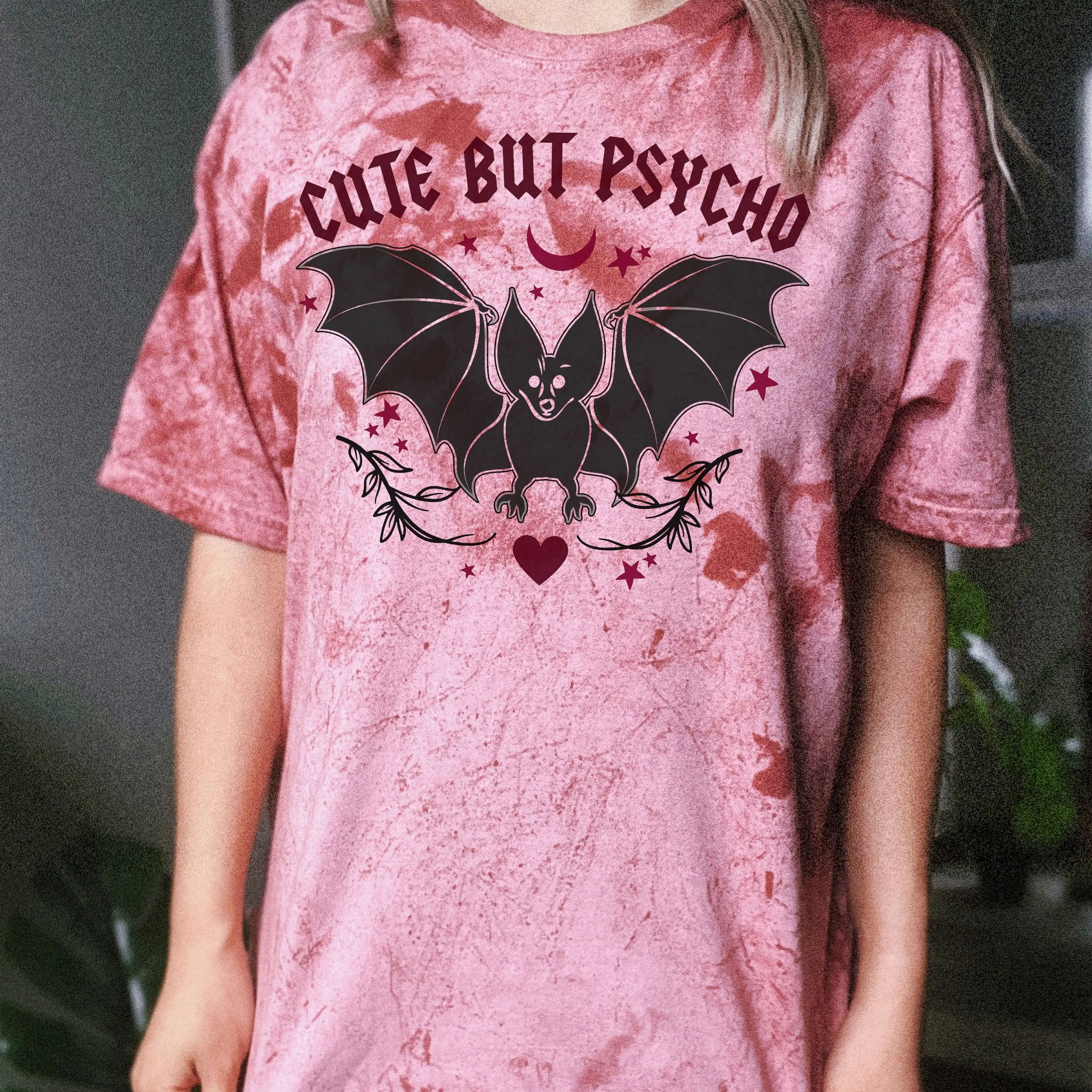 Little Devil Bat Print T-shirt Oversized Loose Ladies T-shirt Daily Casualwear Summer O-neck Short Sleeves Light Breathable women tops - women contemporary - women short