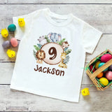 Personalized Birthday Shirt 1-9 Year T-Shirt Wild Tee Boys  Birthday Party T-Shirt Wild Animal with Name Clothes Kids Gifts Tops Boys Shirt
