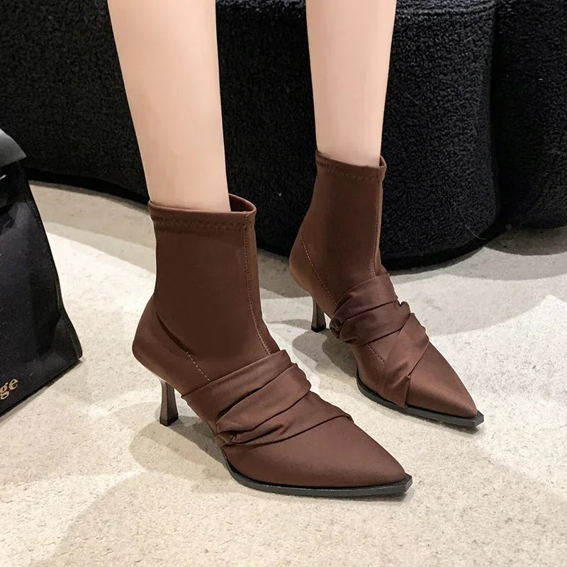 Ankle Boots for Winter New Pointed Toe Women's Boots Elegant Simple Female Formal Shoes Sexy Thin Heels Modern Boots Women Shoe