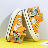 Hot Sale Fashion Cute Cartoon Kids Sneakers Yellow Children Canvas Sneakers High top Canvas basket enfant fille Boys Shoe