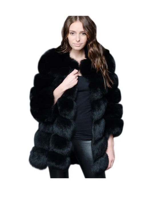 ZADORIN New Luxury Splicing Long Faux Fur Coat Women Thick Warm Winter Fashion Fluffy Faux Fur Women Jacket Coats for Women Outerwear