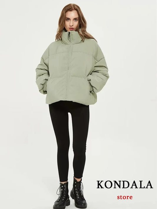 KONDALA Autumn Winter Women's Jackets Thicken Streetwear Oversized Parkas Long Batwing Sleeve Pockets Fashion Women Jackets