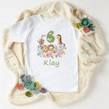 Personalized Birthday Shirt 1-9 Birthday T-Shirt Wild Tee Girls Boys Party T-Shirt Cute Animal with Name Clothes Kids  Girl Tops