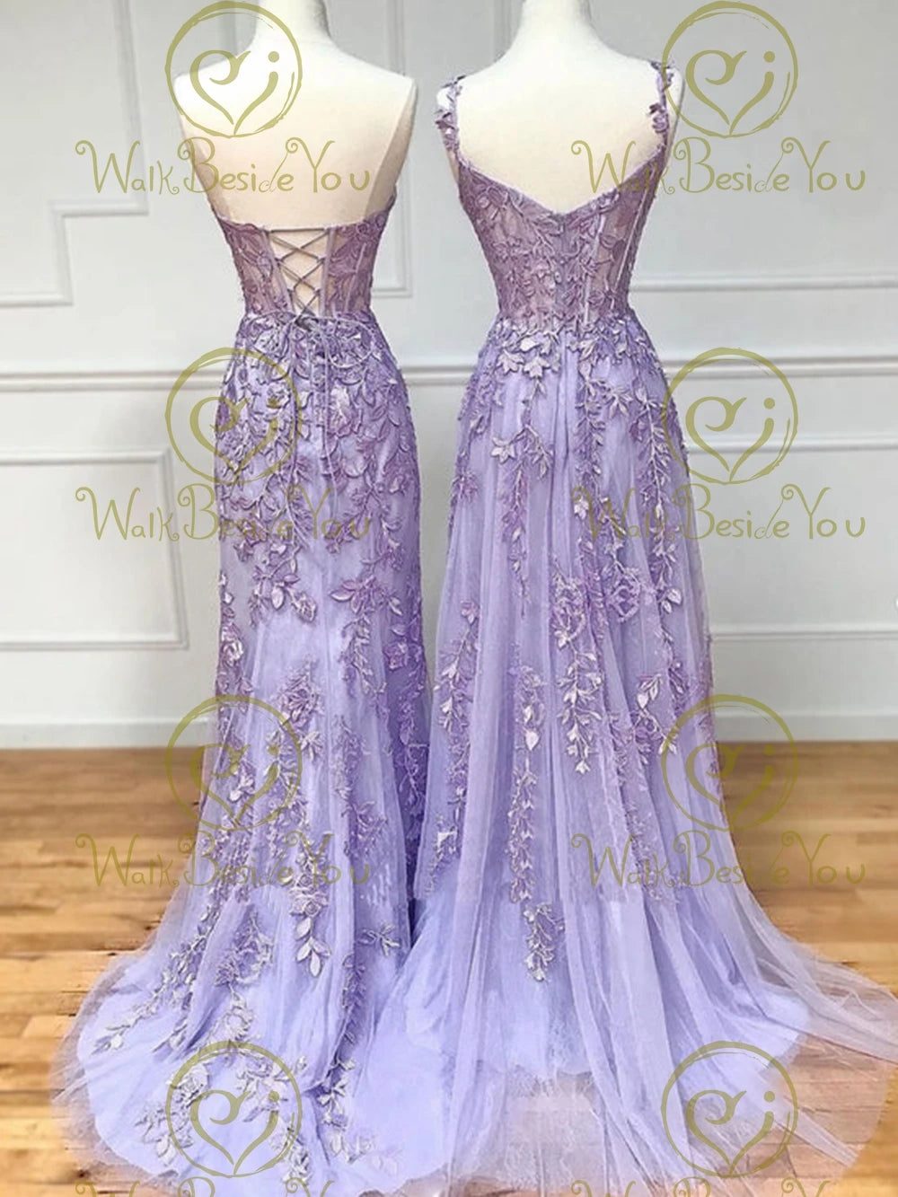 Lilac Evening Dresses Long Lace Appliques Crystal Mermaid Sweetheart Sweep Train Corset Back Sleeveless Gowns Women Prom