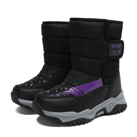 YISHEN Winter Children Warm Plush Waterproof Non-Slip Snow Boots For Kids Rubber Sole Fashion Outdoor Boys Girls Shoes