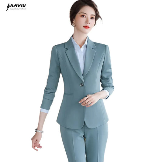 Business Pants Suit Women New Fashion Temperament Long Sleeve Slim Blazer and Trousers Office Lady Formal Interview Women Suiting & Blazers