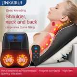 Jinkairui Electric Shiatsu Head Neck Cervical Traction Body Massager Car Back Pillow with Heating Vibrating Massage Device - Health - Electronic Accessory