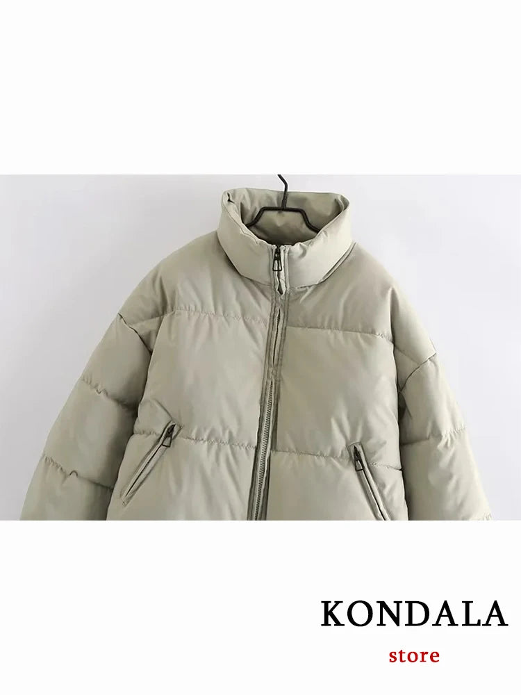 KONDALA Autumn Winter Women's Jackets Thicken Streetwear Oversized Parkas Long Batwing Sleeve Pockets Fashion Women Jackets