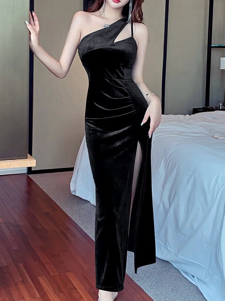 Woman Elegant Bodycon Midi Party Dress Sleeveless Slim Vintage Black Vestidos Female Fashion Sexy Club Robe Clothes Women Prom - Women Tees