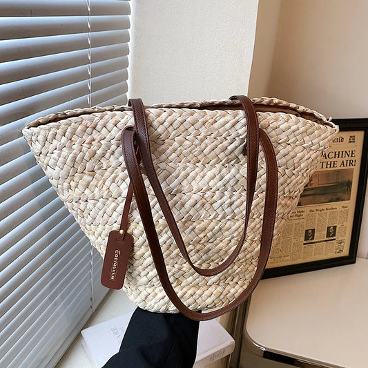 Summer Straw Beach Fashion Rattan Large Capacity Woven women handbags