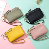 Genuine Leather Clutch Cowhide Small Hand Coin Card Holder Key Lipstick Earphone Storage Pouch Case women purse