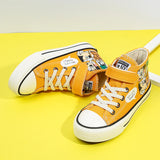 Hot Sale Fashion Cute Cartoon Kids Sneakers Yellow Children Canvas Sneakers High top Canvas basket enfant fille Boys Shoe