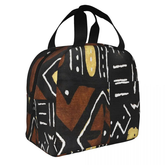 Lunch Bags for African Mud Cloth Thermal Cooler Waterproof Picnic Ancient Canvas Tote Food Storage Bags Women Contemporary