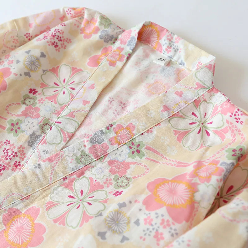 Japanese-style kimono cotton fresh style pajamas suit female spring and summer pajamas pajamas two-piece home service women casual