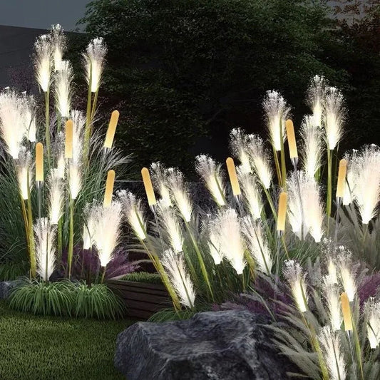 Garden Solar Reed Lights Outdoor Fiber Light Waterproof Garden Lamp Simulation Landscape Lamps for Home Patio Garden Decoration