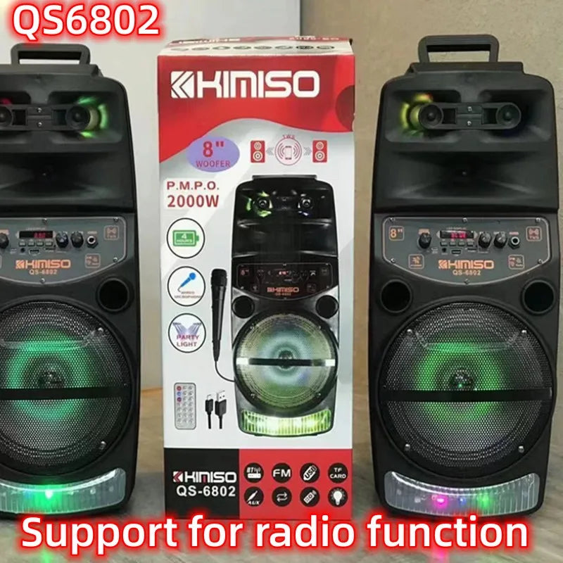 High-power Bluetooth Speaker Portable Outdoor LED Trolley Case FM Radio System Wired Microphone Homes Karaoke Home Audio