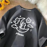 Summer Individualized Street Trend Couple Loose Short Sleeve Korean Cartoon Cat Print Men and Women Graphic T-shirt girl tops - women casual