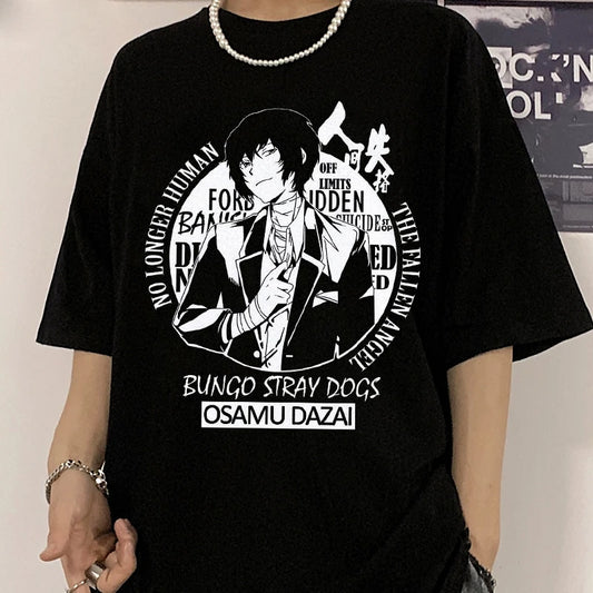 Japanese Anime Bungou Stray Dogs T-Shirt Women Kawaii Cartoon Osamu Dazai Graphic Tees Unisex Harajuku Tops Tee Female Women Tops & Tees