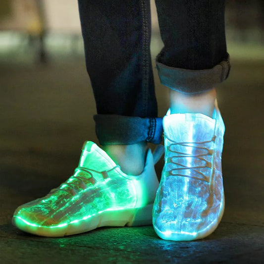 Summer Boy Luminous Glowing Sneakers  Kids LED Light Children Flashing With Light Adults USB Recharge Boys Shoes