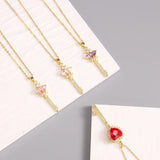 Luxury Design Heart Key Zircon Pendant Stainless Steel Choker Collar Party Gifts women jewellery