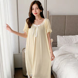 Sexy Summer Modal Nightgown for Women Solid Lace Sleepwear Loose Nightdress for Young Girls M-4XL Girls Sleepwear