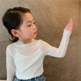 Summer Bottoming Shirt Baby Western Style Children's Korean-Style Lace Sequined Sun Protection T-shirt Girl Tops