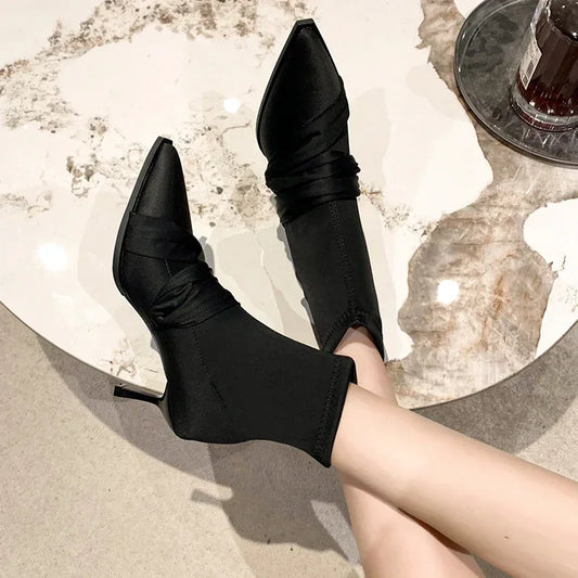 Ankle Boots for Winter New Pointed Toe Women's Boots Elegant Simple Female Formal Shoes Sexy Thin Heels Modern Boots Women Shoe