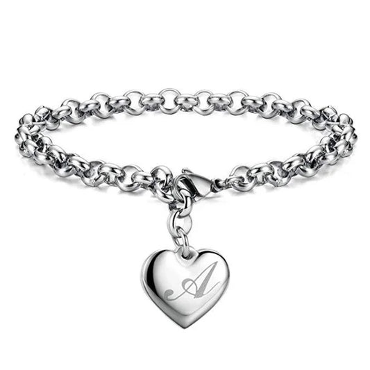 New 925 Sterling silver noble Heart 26 Letters chain Bracelets Fashion Designer wedding women jewellery