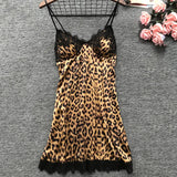 Leopard Print Sexy Pajamas Sets Satin Sleepwear Pijama Silk Home Wear Embroidery Sleep Pyjama Nightwear women lingerie