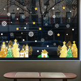 Golden Christmas Garland Window Stickers Christmas for Home Shopping Mall Showcase Glass Door Decals Snowflake Xmas Decoration - Smart Home - Home Improvement