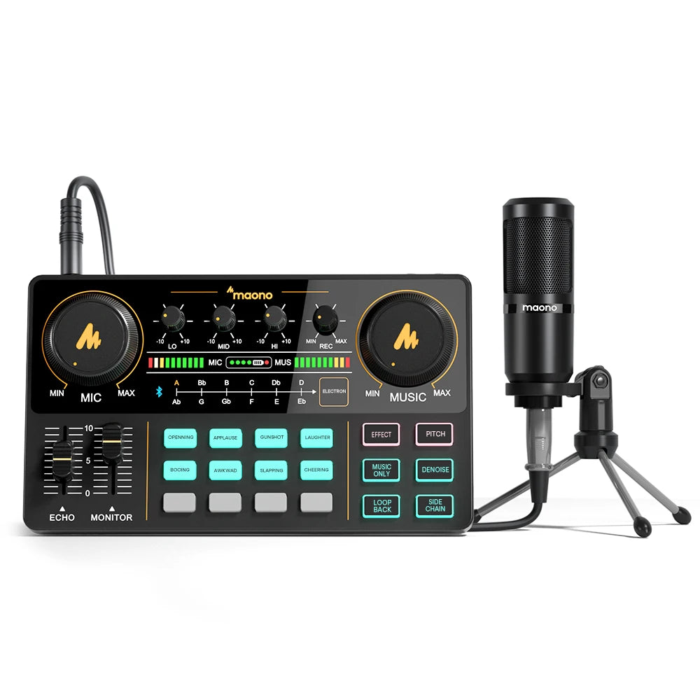 Audio Interface Podcast Studio Sound Card Kit with Microphone for Live Streaming Recording PC\Phone Home Audio - Electronics - Wireless