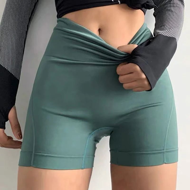 High Waist Sport Shorts Abdominal Contraction Shaping Seamless Fitness Yoga Short Cycling Shorts PantsGym Legging Women Short & Leggings