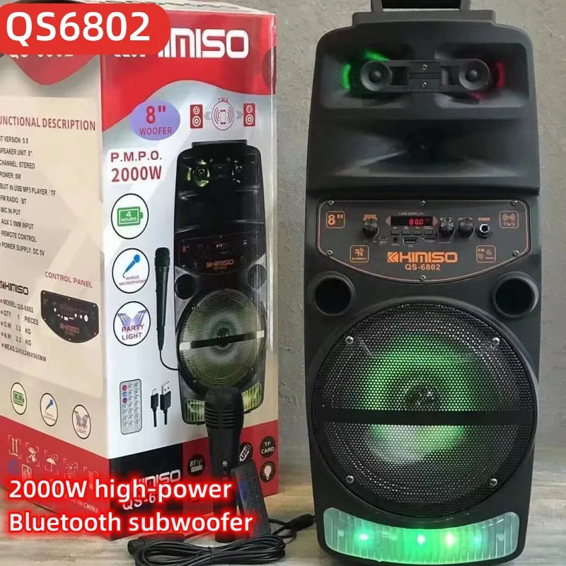 High-power Bluetooth Speaker Portable Outdoor LED Trolley Case FM Radio System Wired Microphone Homes Karaoke Home Audio