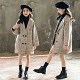 Fashion Plaid Wool Coat Girls Double-breasted Kids Outerwear Autumn Thick Winter Clothes Girls 6 8 10 12 14Yrs girl jacket