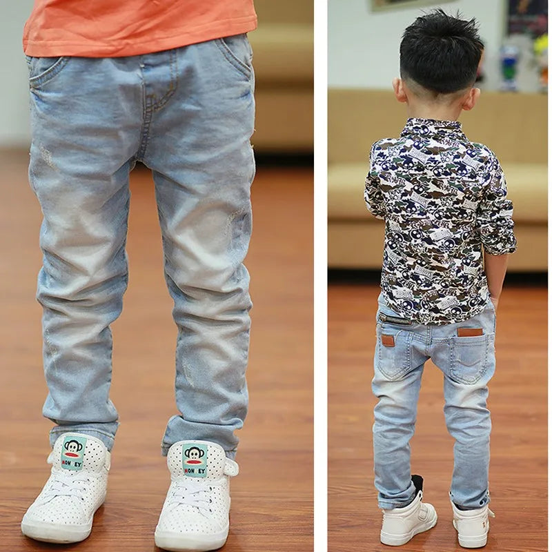 Kids Big Long Stretch Joker Spring Pencil Loolike Autumn Denim For Boys Jeans