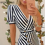 Striped Slit Irregular Ruffles Hem Dress Women Casual - Women Tees - Women Prom