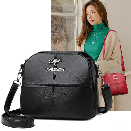 Fashion Messenger Shoulder Crossbody Messenger  Small  Hand Soft PU Leather Cute Side 3 Layers Space women handbags
