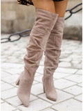 Winter Designer Luxury High Heels Plus Size  Faux Suede Elegant Pointed  Kover The Knee Boots Girls Shoes