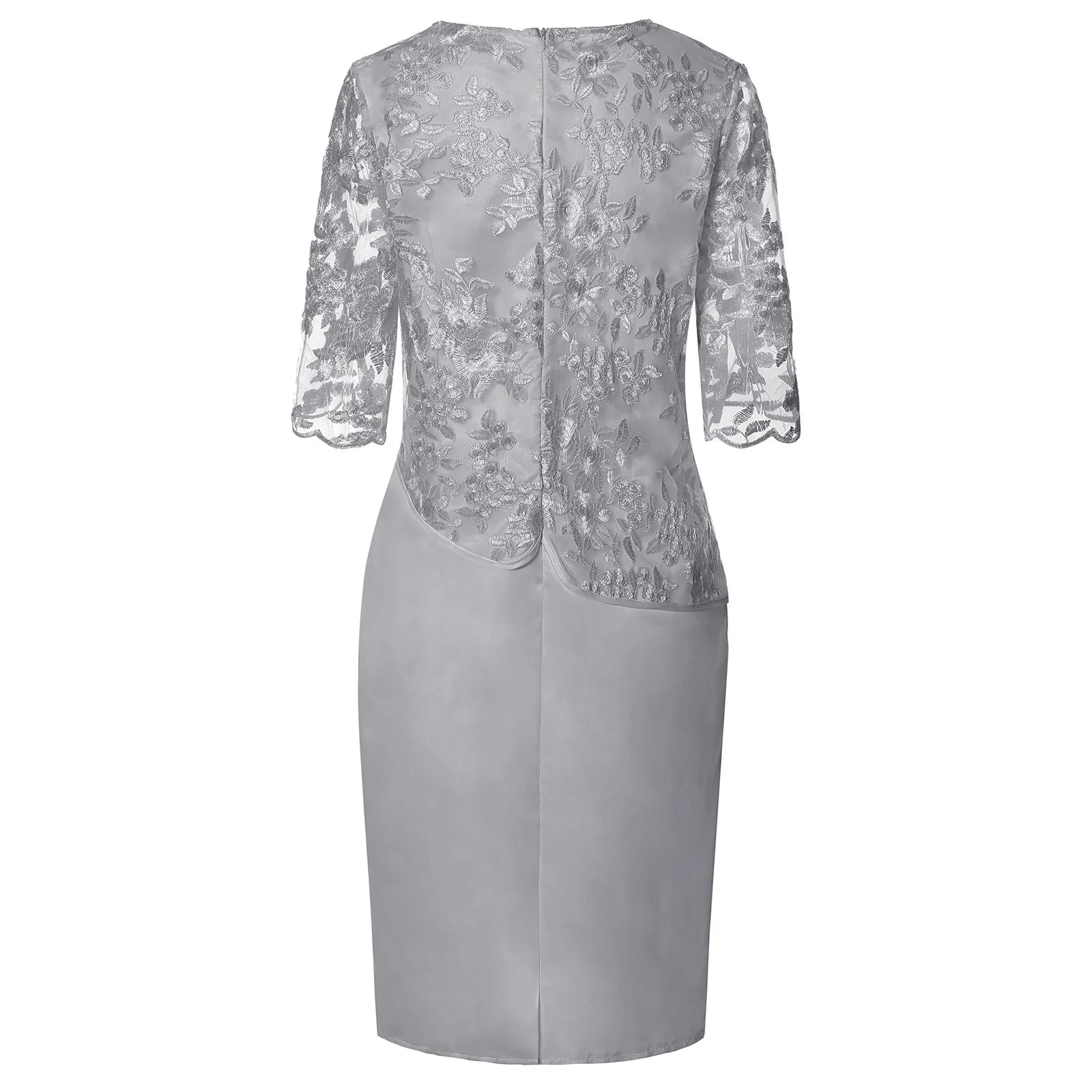 New Plus Size Midi Dress 5XL Elegant O-neck High-Waist Embroidery Lace 3/4 Sleeve Lady Evening Dress Female Clothing Robe Women Casual - Women Short