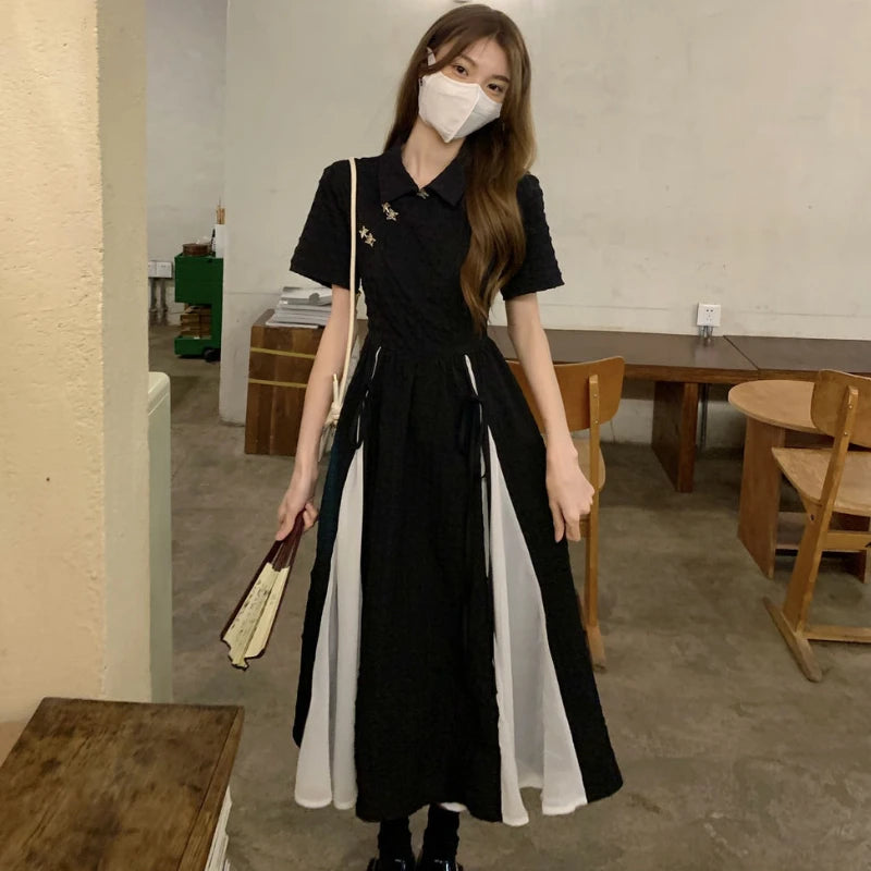 Midi Dresses Woman Bandage Design Elegant Temperament Korean Style Lady A-line Trendy Daily Summer Simple New Vestidos Women Casual - Women Dress For Work