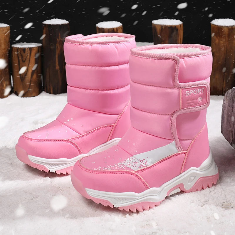 YISHEN Winter Children Warm Plush Waterproof Non-Slip Snow Boots For Kids Rubber Sole Fashion Outdoor Boys Girls Shoes