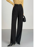 Vimly Wide Leg Bootcut Black Dress Pants for Woman Autumn Business Casual Elastic Waist Straight Women Trousers